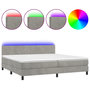 Voir la diapositive 2 : VIDAXL Sommier a lattes de lit avec matelas LED Gris clair 200x200 cm