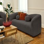 LISA DESIGN Charles - canapé droit 3 places en velours texturé. Coloris disponibles : Orange, Noir, Bleu, Gris, Jaune, Beige