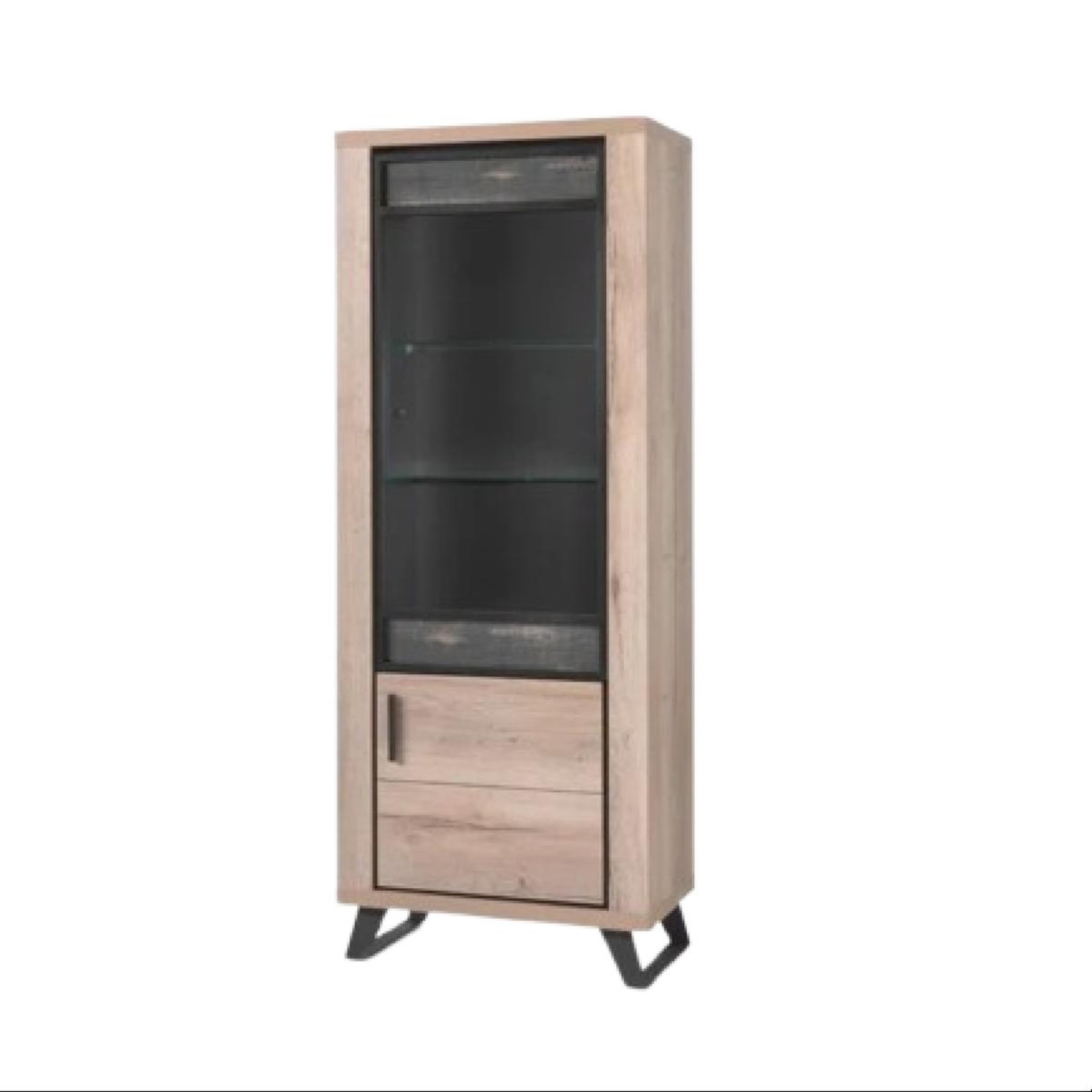 JLC KREATION Colonne contemporaine 2portes dont 1 vitrée décor chêne PERO
