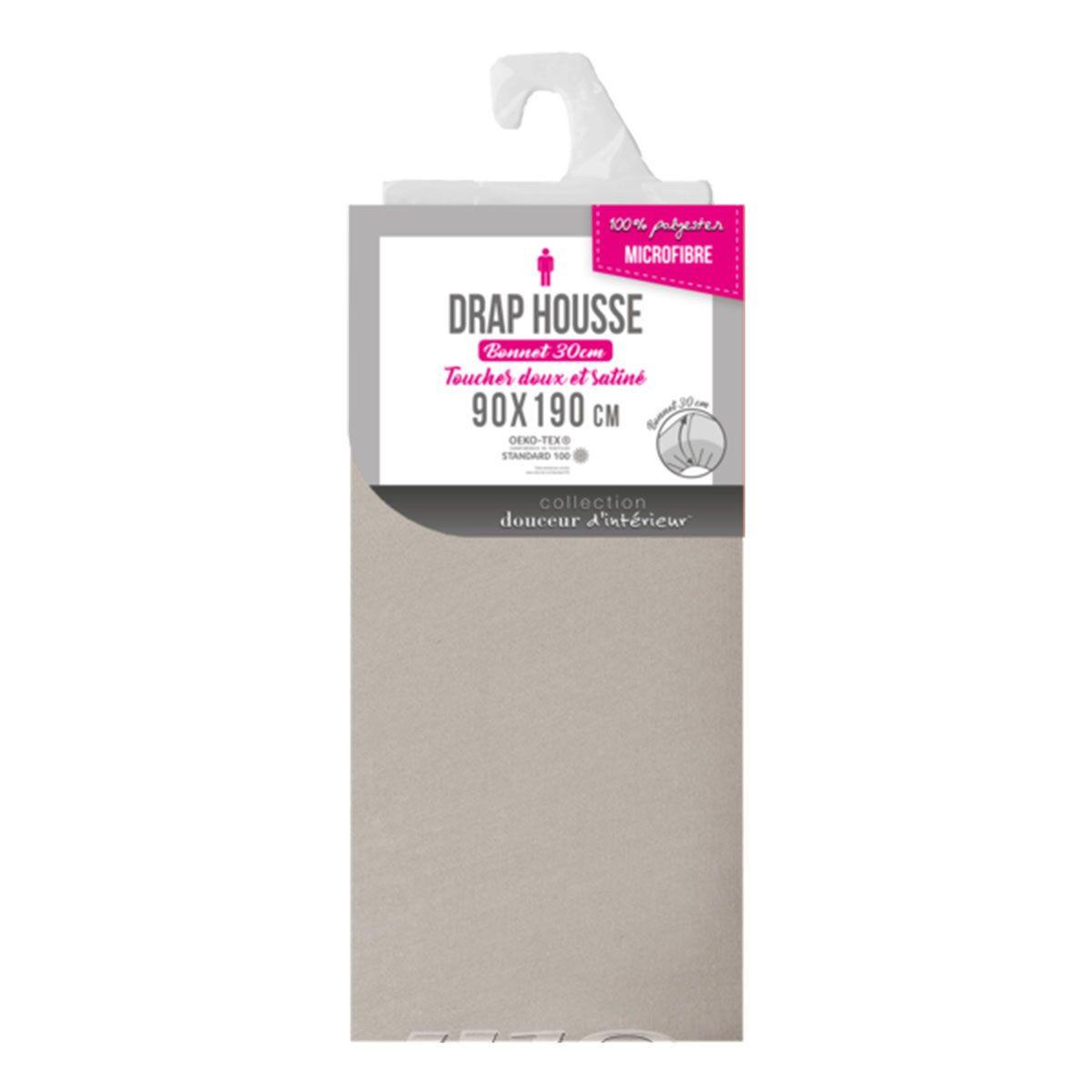 Voir la diapositive 2 : Douceur d'Intérieur Drap housse microfibre  oscar  90x190cm naturel