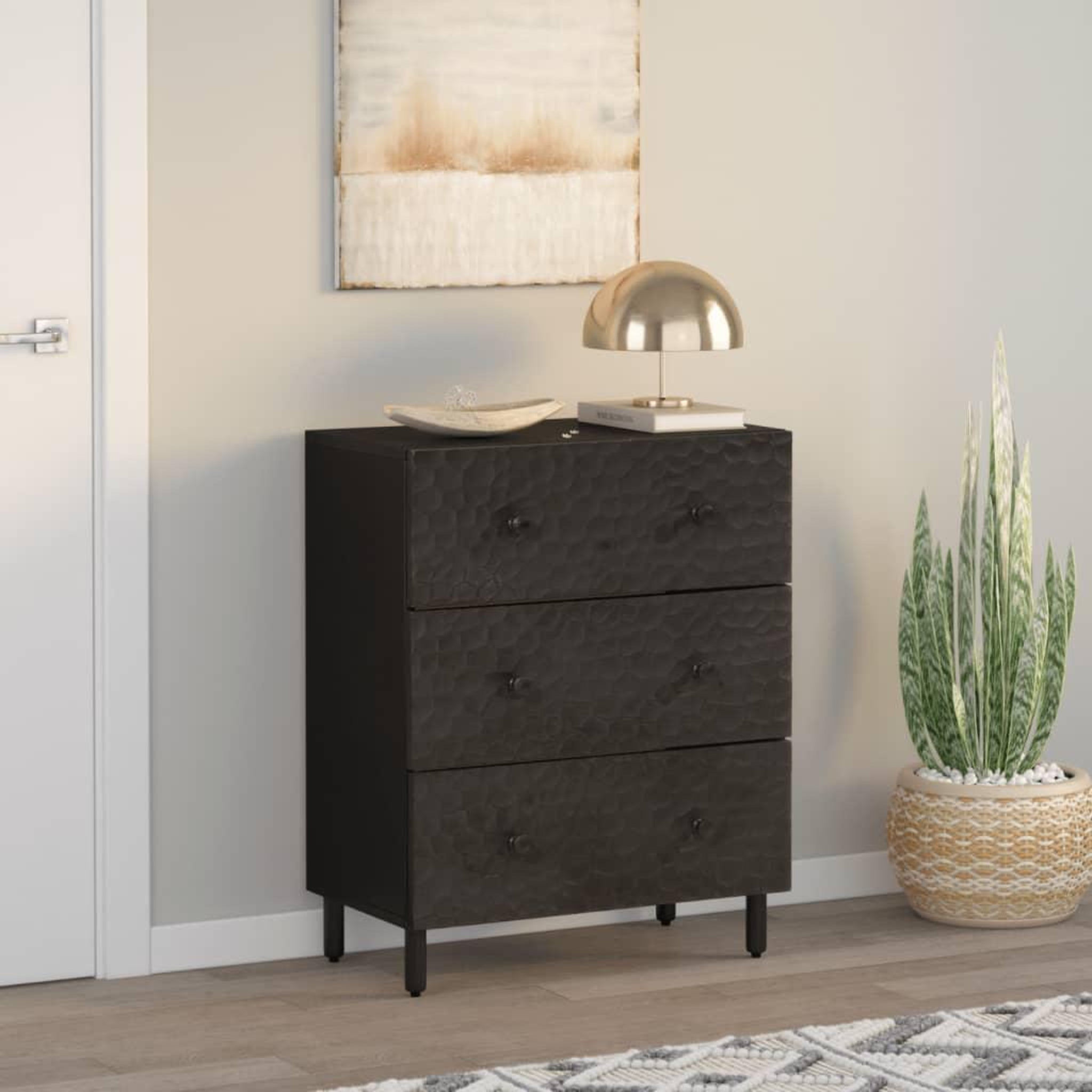 Voir la diapositive 3 : VIDAXL Armoire laterale noir 60x33x75 cm bois massif de manguier