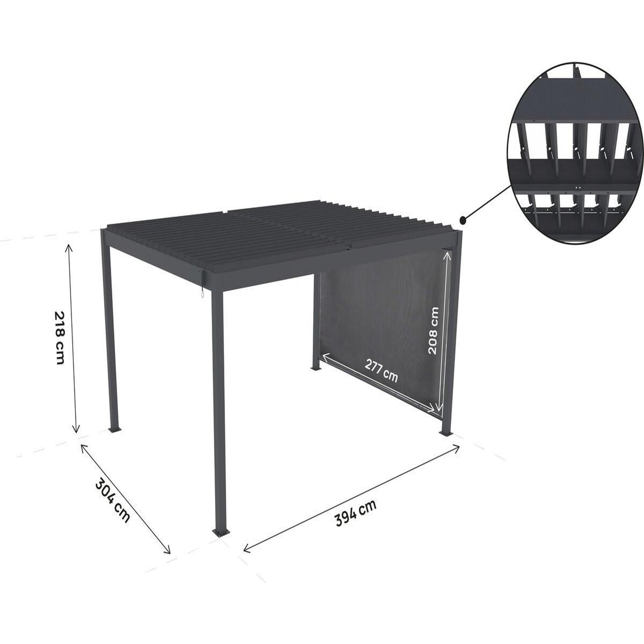 Voir la diapositive 3 : Habitat et Jardin Pergola bioclimatique avec store en aluminium  windsor  - 3 x 4 m - gris