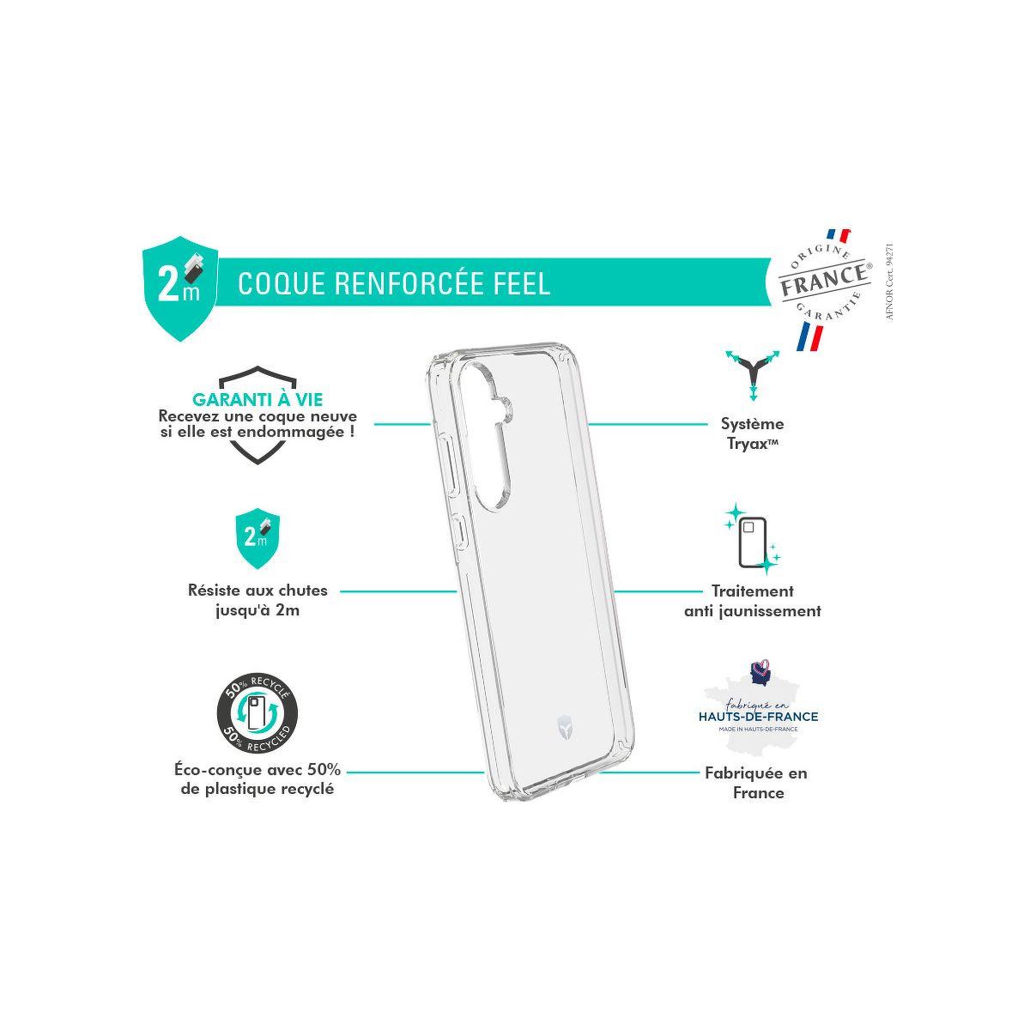Voir la diapositive 2 : FORCE CASE Coque samsung a35 transparente ofg