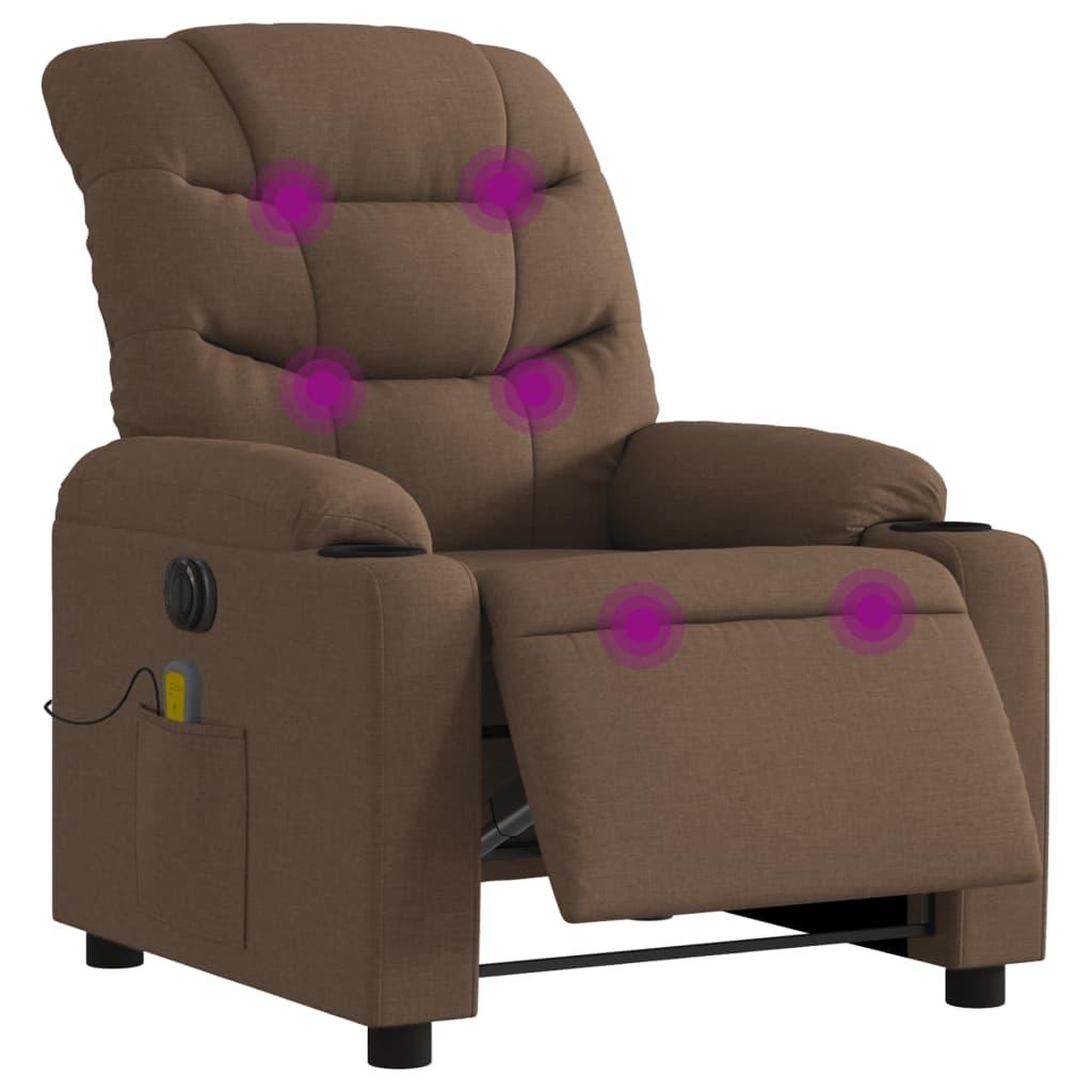Voir la diapositive 3 : VIDAXL Fauteuil inclinable de massage electrique marron tissu