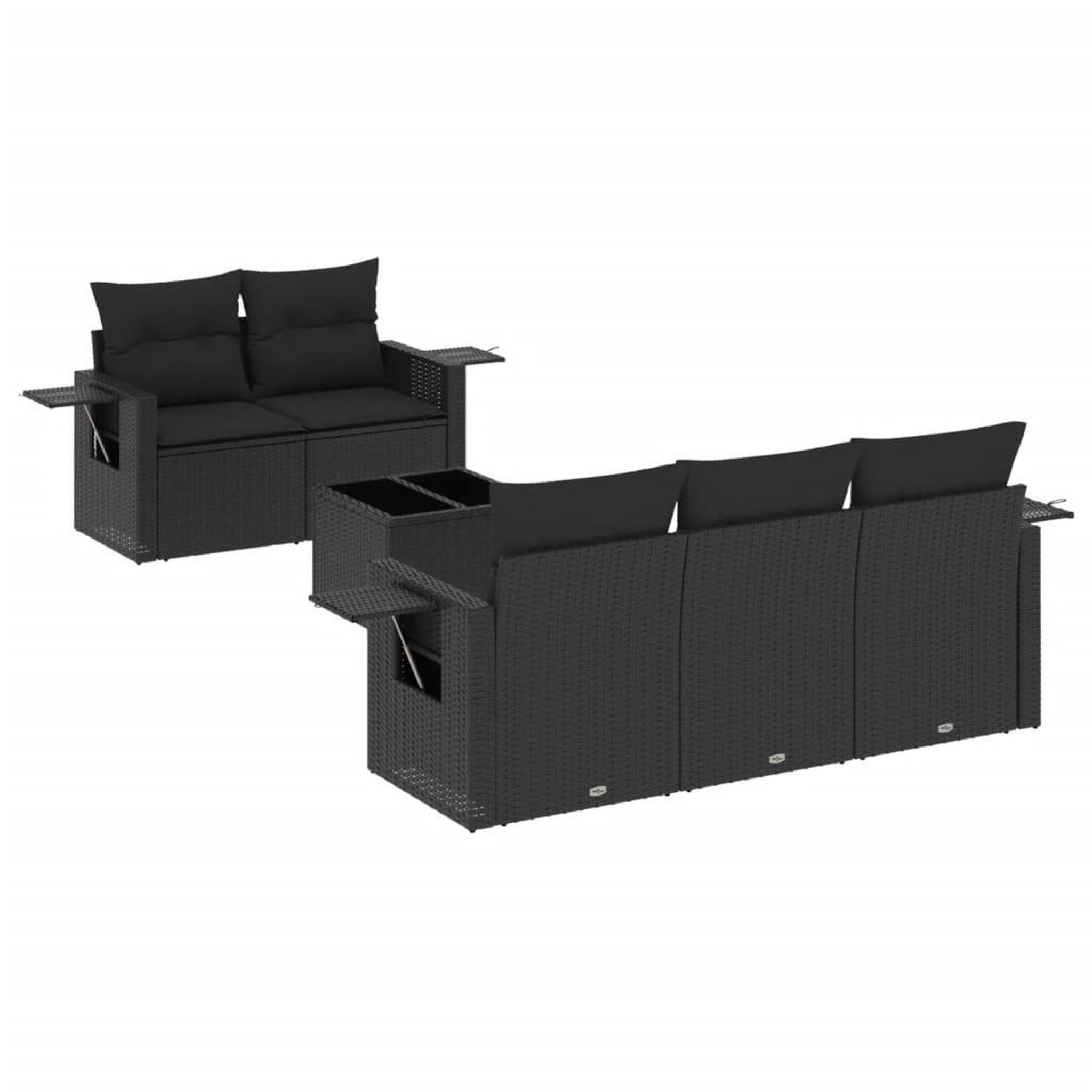 Voir la diapositive 2 : VIDAXL Salon de jardin 6 pcs avec coussins noir resine tressee
