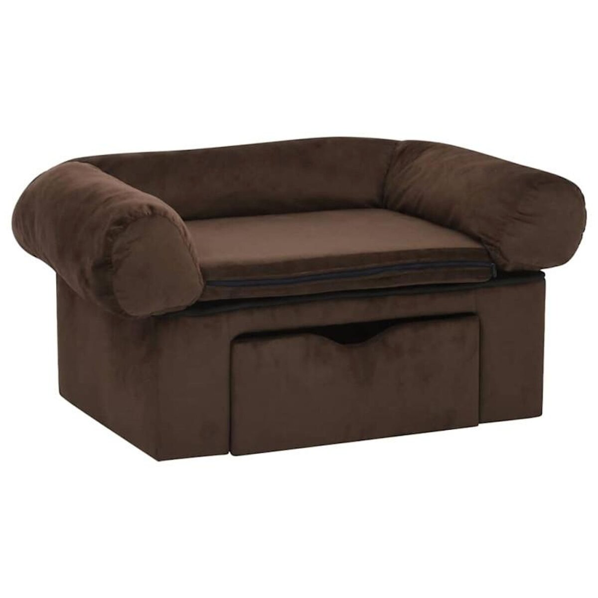 VIDAXL Canapé pour chien avec tiroir Marron 75x50x38 cm Peluche