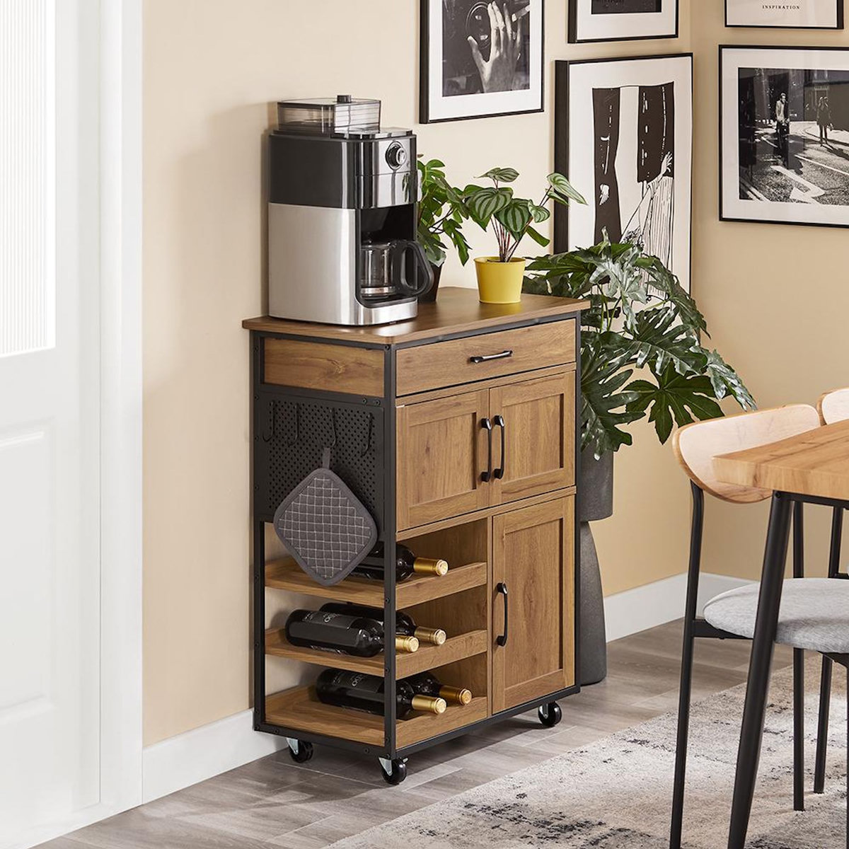 SOBUY SoBuy - Îlot De Cuisine à un tiroir - Brun Clair - 63x34x88cm - Industriel - FKW134-N