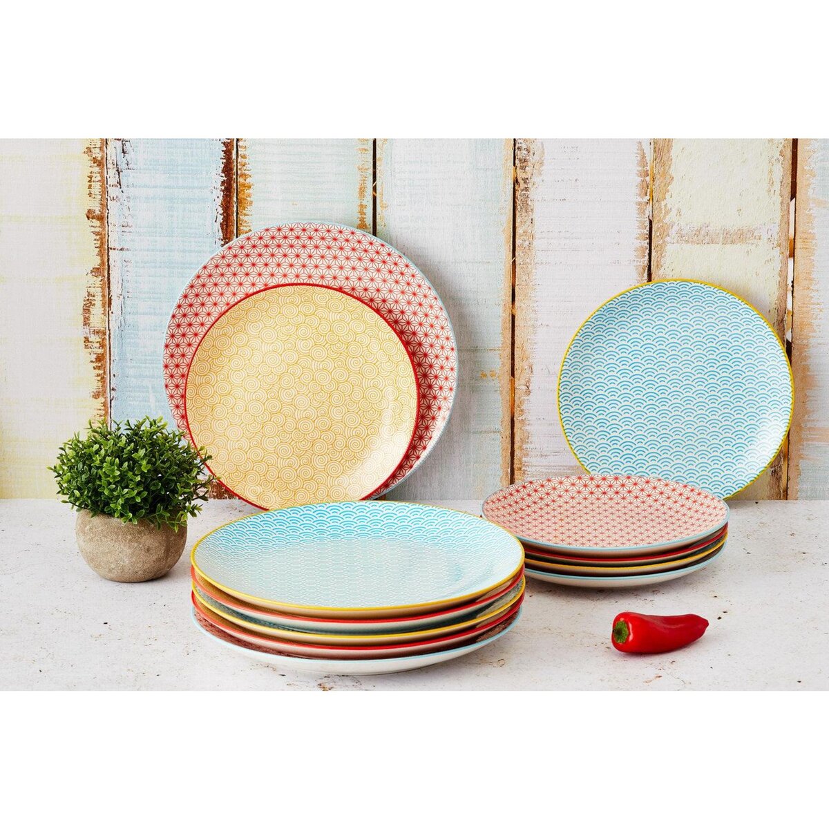 BJORN Assiette PATTERN Ø26cm - 6 pièces - Color