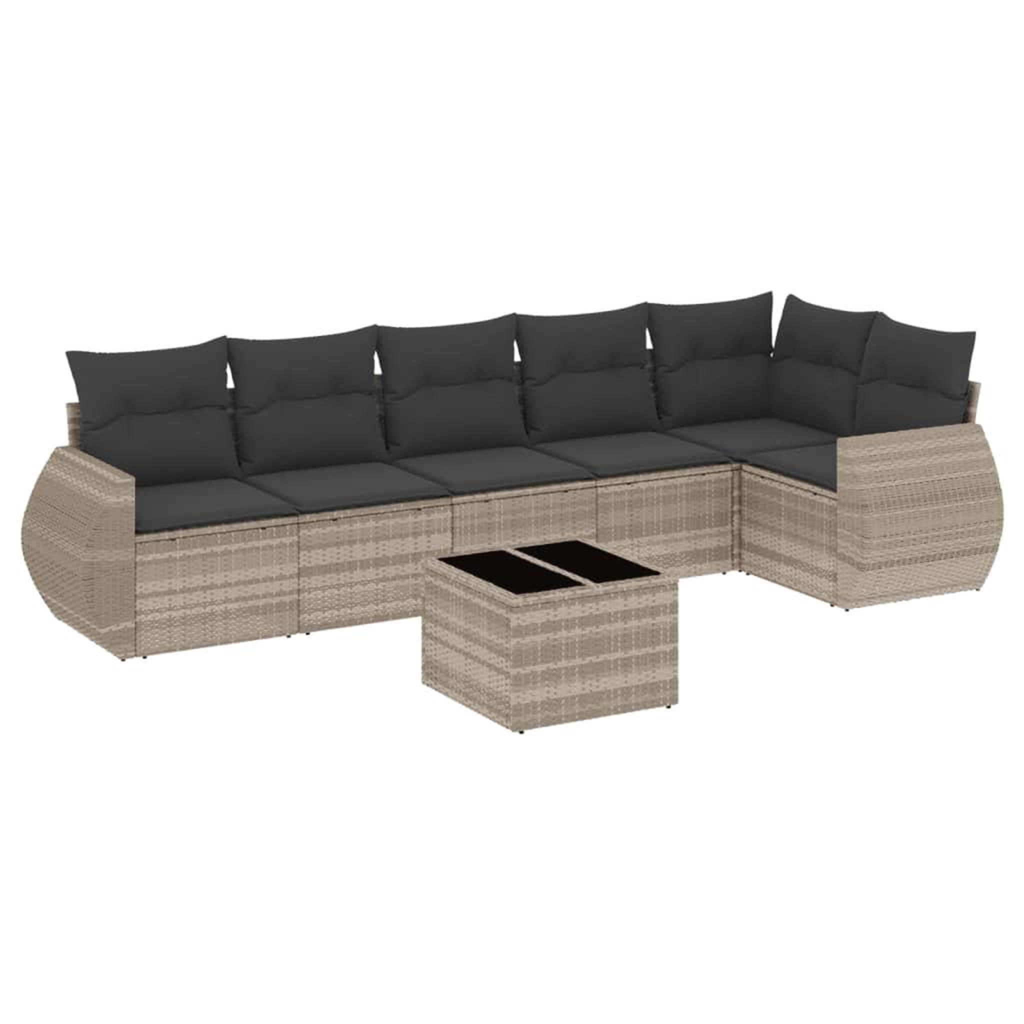 Voir la diapositive 2 : VIDAXL Salon de jardin avec coussins 7 pcs gris clair resine tressee