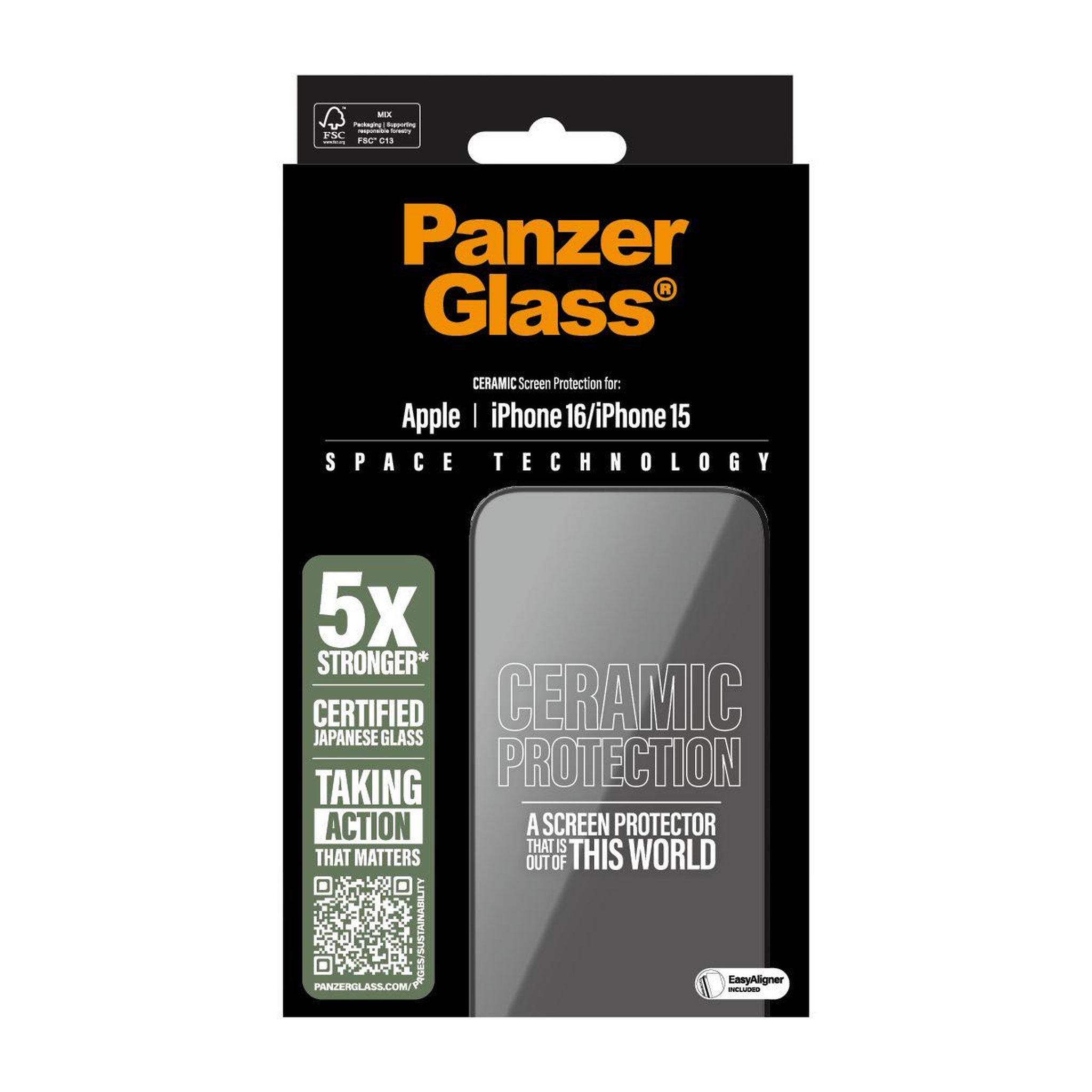 Voir la diapositive 3 : PANZERGLASS Protège écran iPhone 16 Ceramic verre trempé