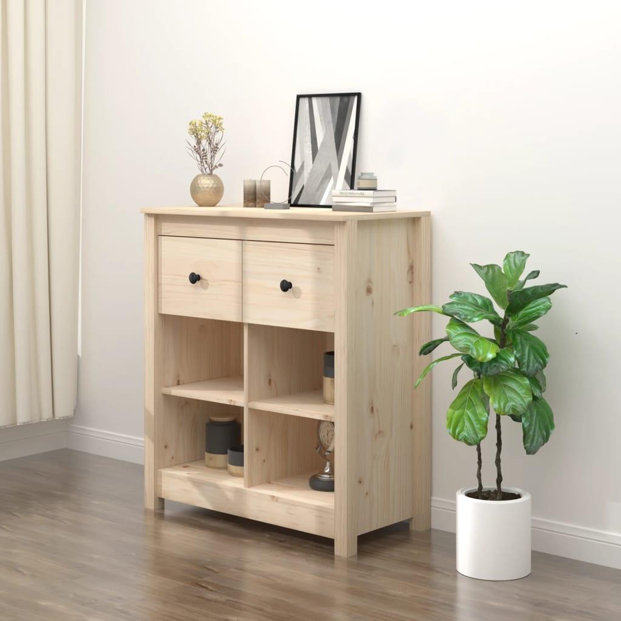 Voir la diapositive 1 : VIDAXL Buffet 70x35x80 cm Bois massif de pin
