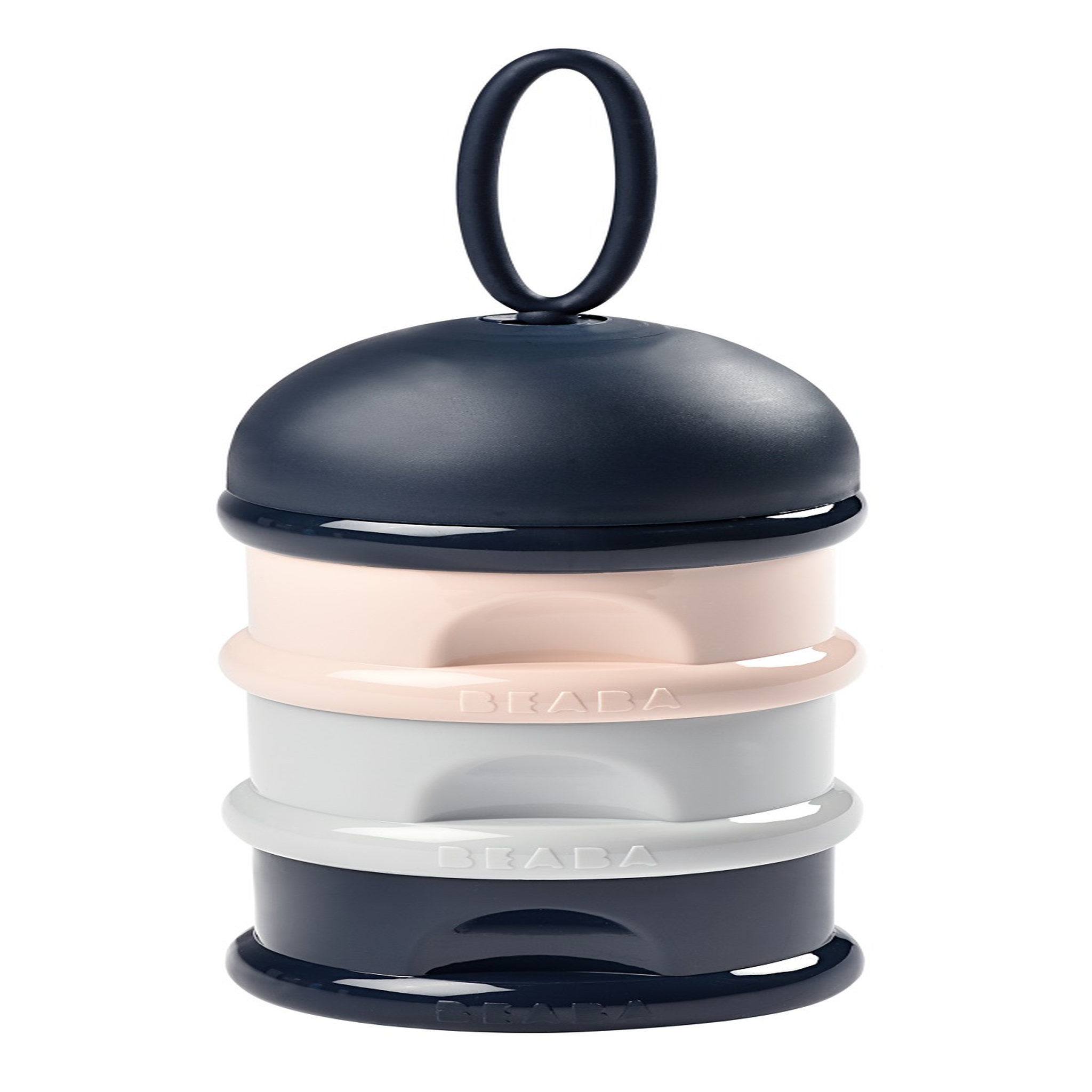 Voir la diapositive 1 : BEABA Boîte doseuse de lait empilable rose/noir/gris