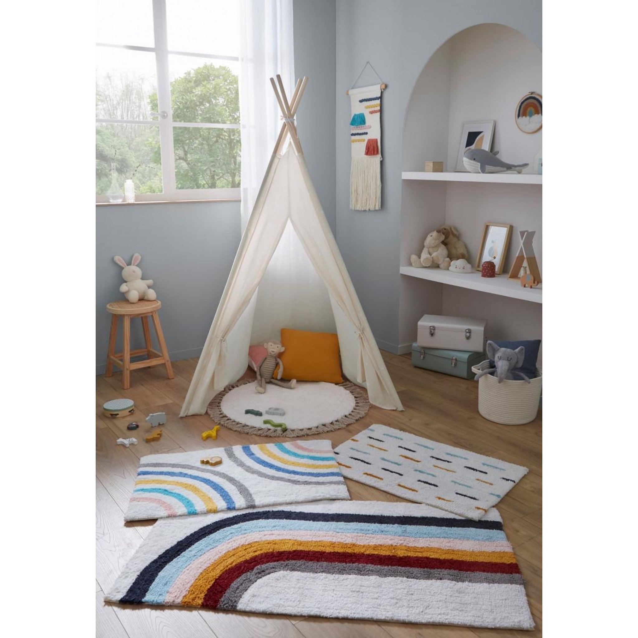 Voir la diapositive 4 : GUY LEVASSEUR Tapis déco enfant en coton 50x80cm