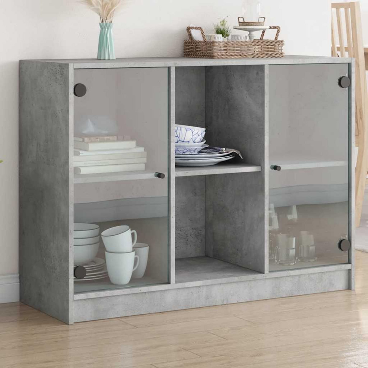 VIDAXL Buffet gris beton 102x37x75,5 cm bois d'ingenierie
