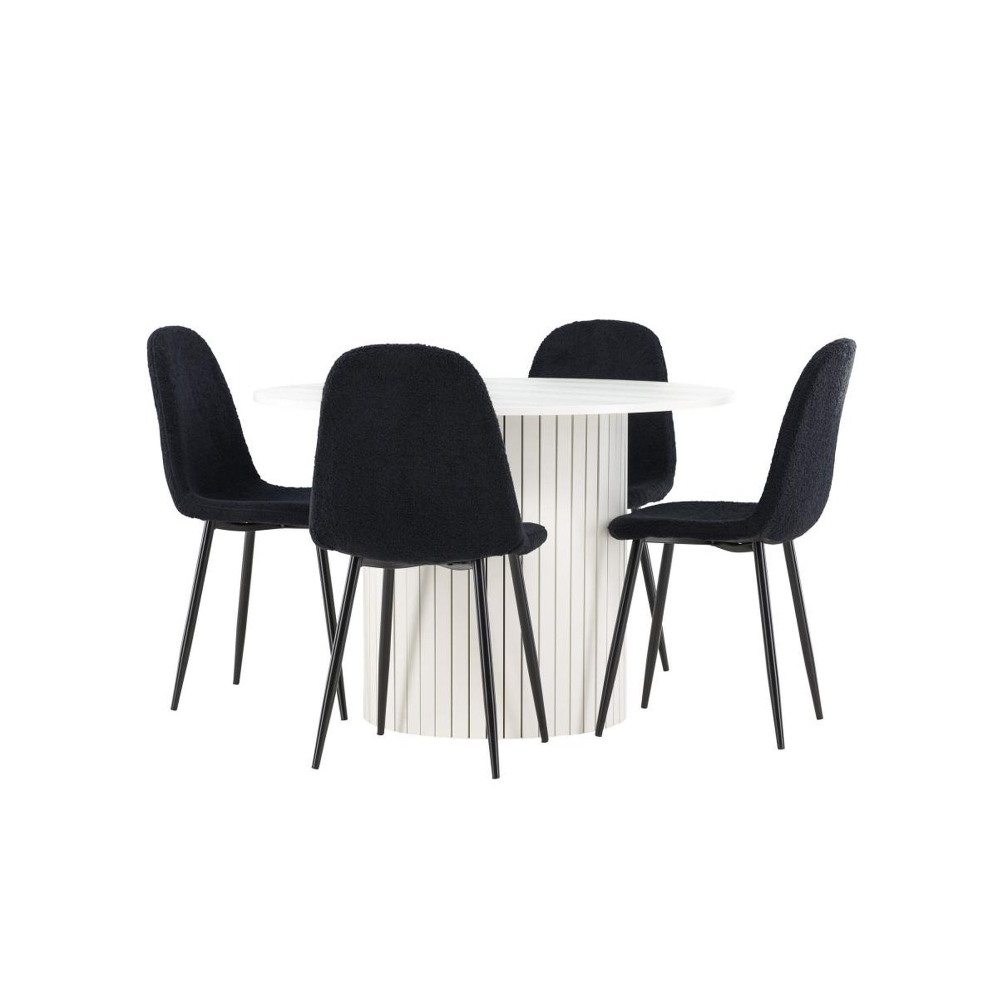 Voir la diapositive 3 : Paris Prix Ensemble table à manger & 4 chaises  haron & polar  110cm blanc & noir