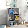 Voir la diapositive 2 : HOMCOM Meuble de rangement jouets enfant étagère de jouet pour chambre d'enfant 6 casiers 3 tiroirs non tissé MDF blanc