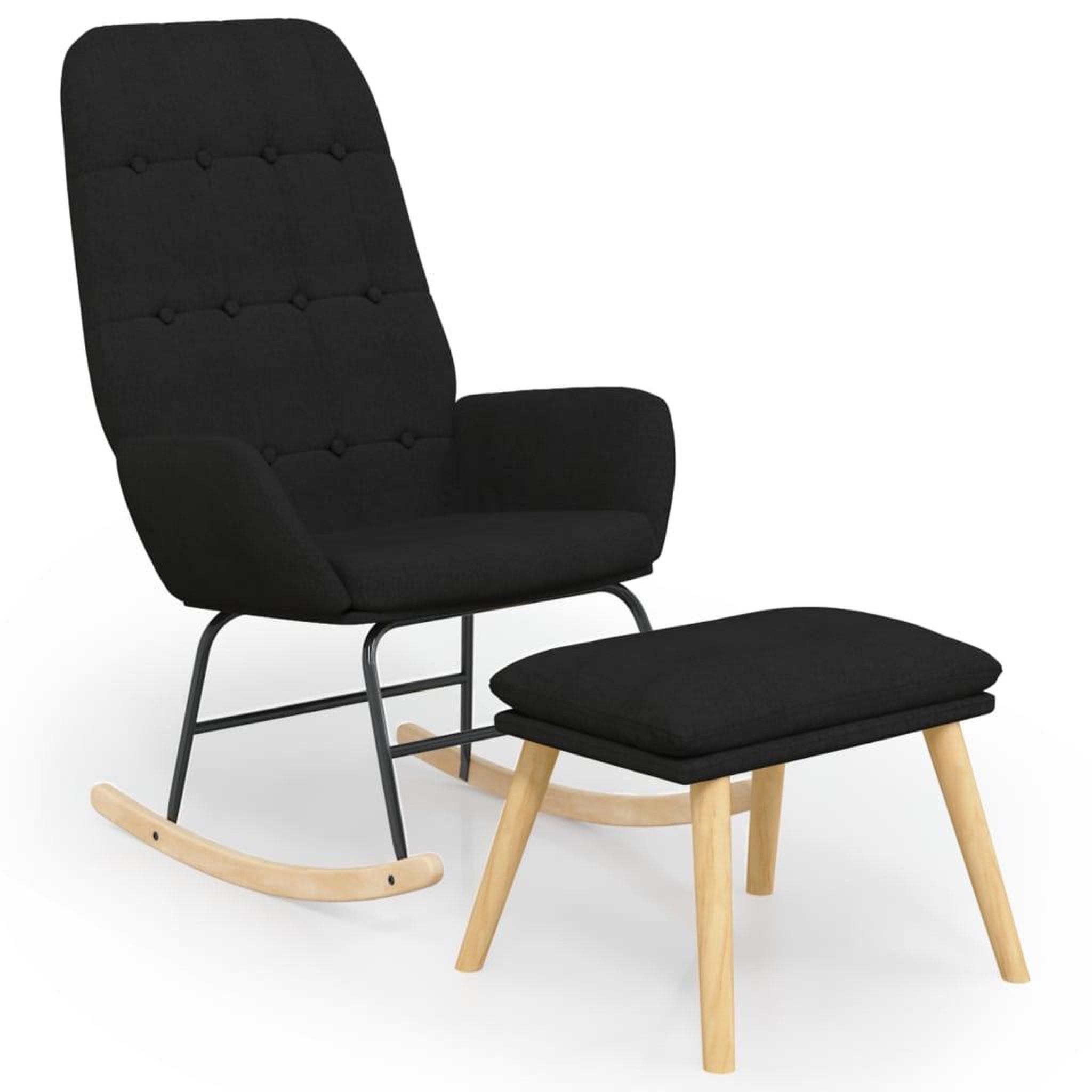 Voir la diapositive 2 : VIDAXL Chaise a bascule avec repose-pied noir tissu