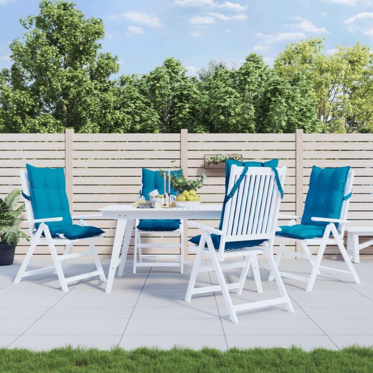 VIDAXL Coussins de chaise a dossier haut lot de 4 bleu clair
