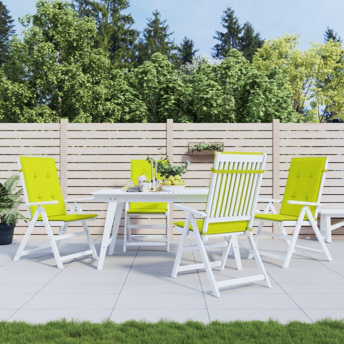 VIDAXL Coussins de chaise de jardin a dossier haut lot de 4 vert vif