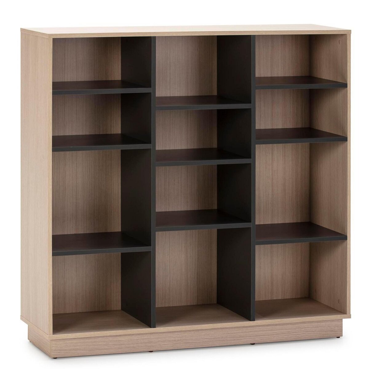VS VENTA-STOCK Étagère Bibliothèque Vigo 110x110 cm , étagère pour bureau, couleur Chêne et Gris