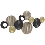 HOMCOM Décoration murale métal doré géométrique 10 disques 100 x 50 cm tricolore noir doré taupe clair