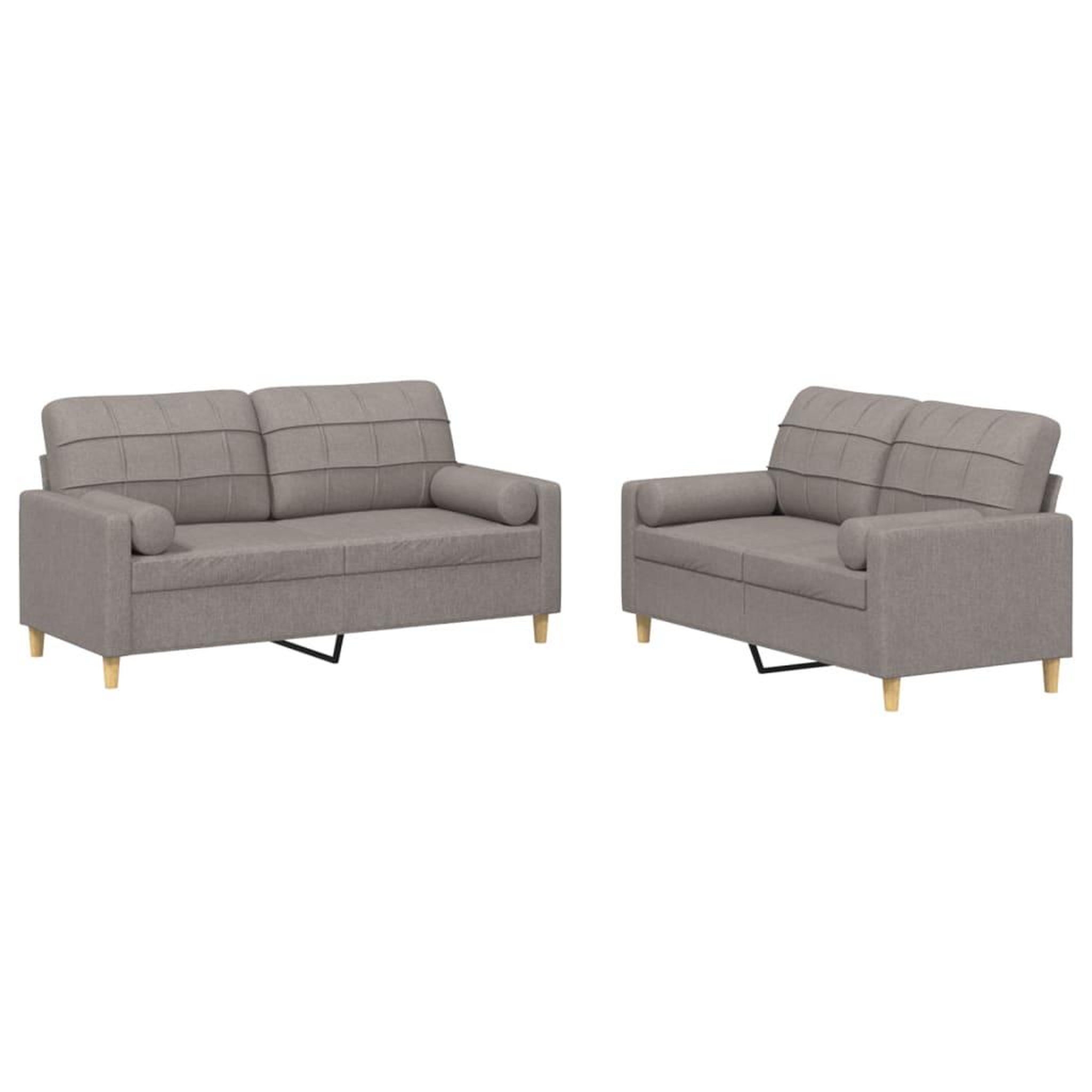 Voir la diapositive 2 : VIDAXL Ensemble de canapes 2 pcs avec coussins taupe tissu