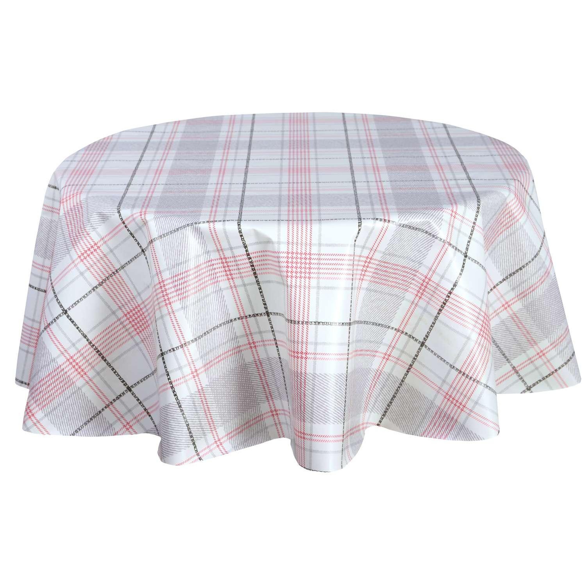 Voir la diapositive 1 : HABITABLE Nappe en toile cirée ronde Carreau - Diam. 150 cm - Rouge
