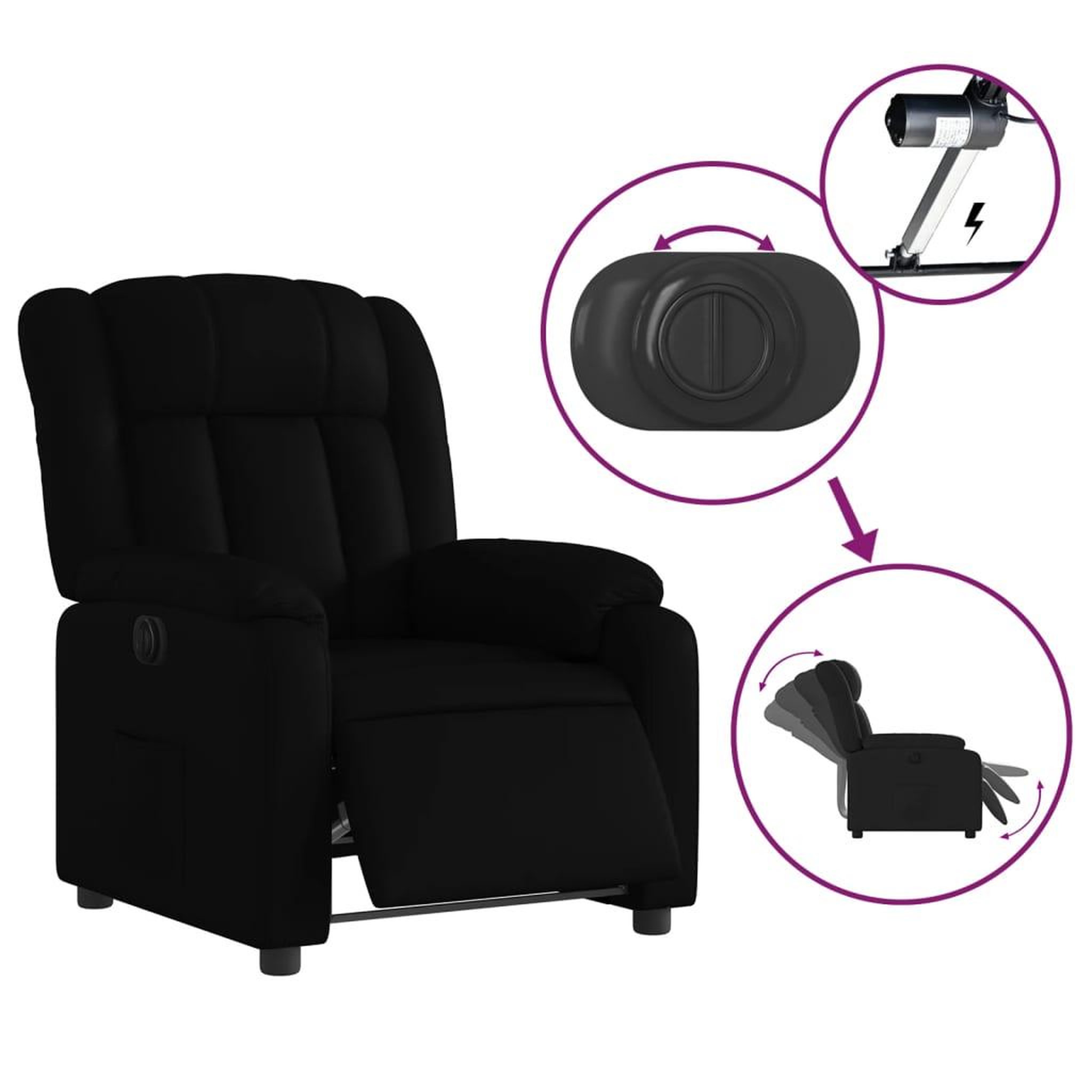 Voir la diapositive 5 : VIDAXL Fauteuil inclinable electrique Noir Similicuir