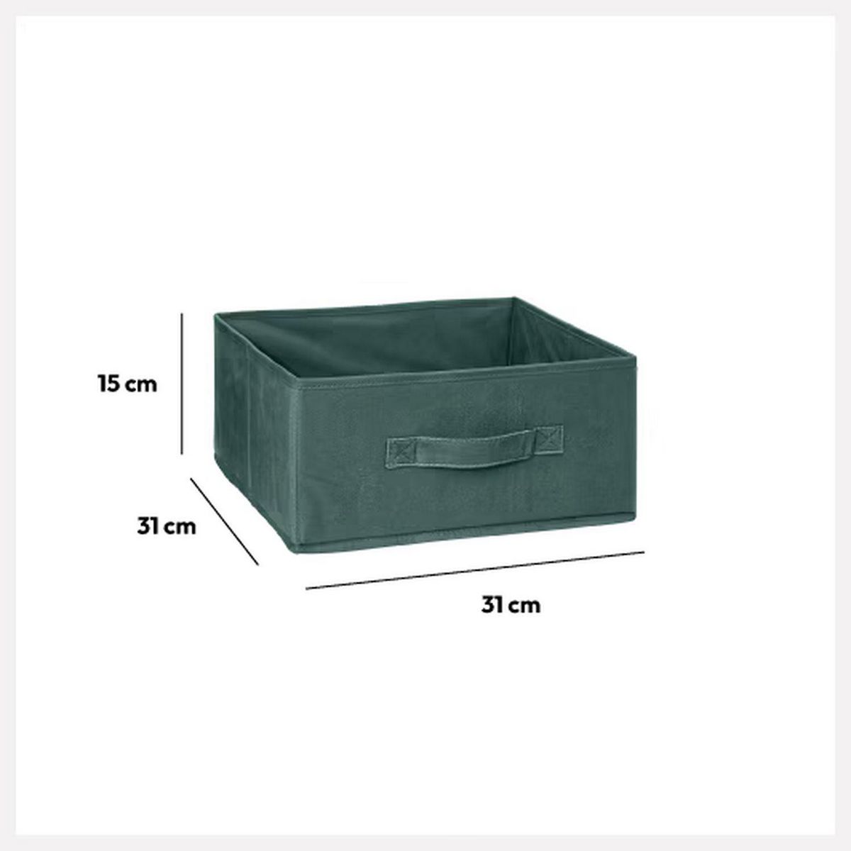 FIVE Boîte de rangement en velours MIX 'N MODUL - L.31 x l.31 x H.15 cm - Kaki