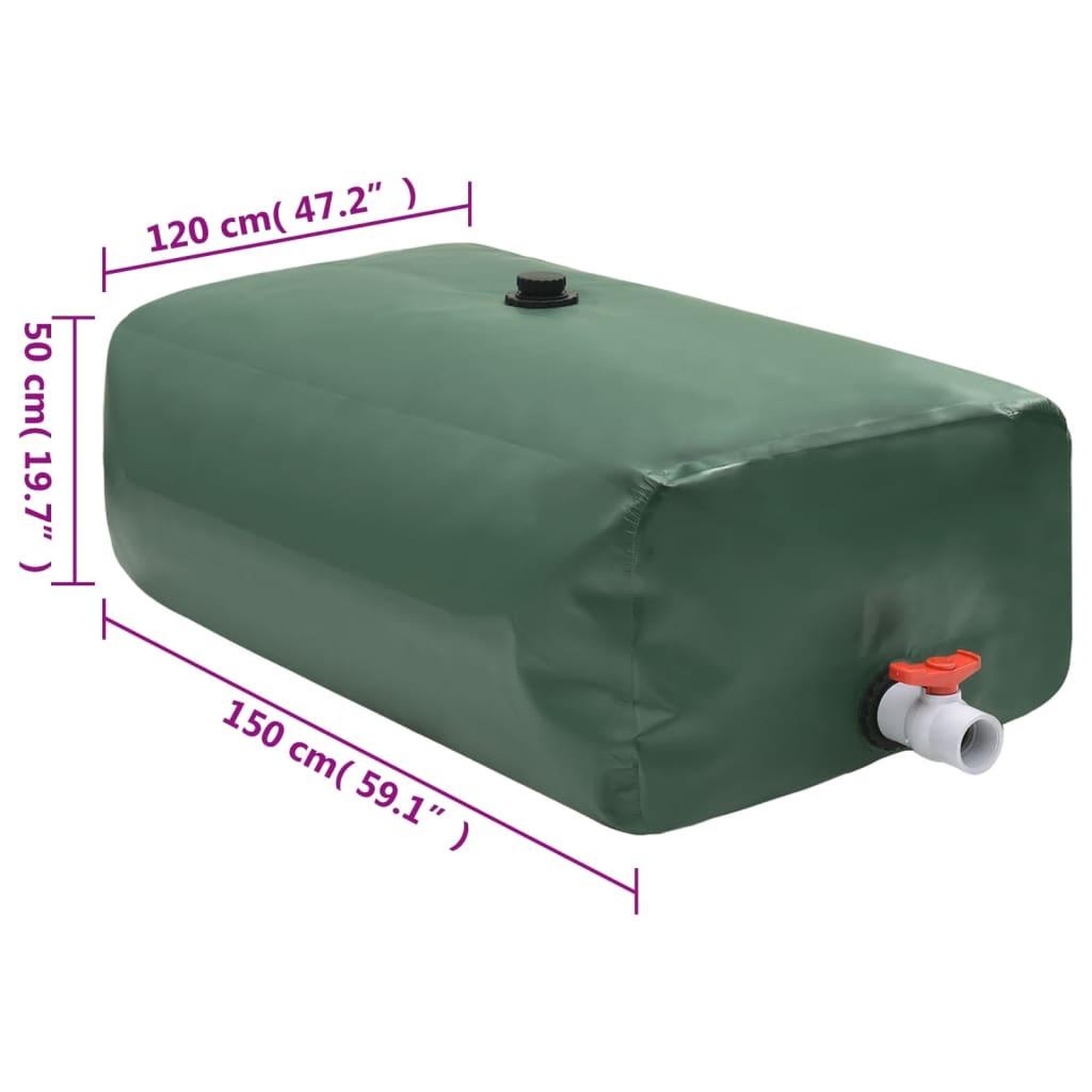 Voir la diapositive 6 : VIDAXL Reservoir d'eau avec robinet pliable 1000 L PVC