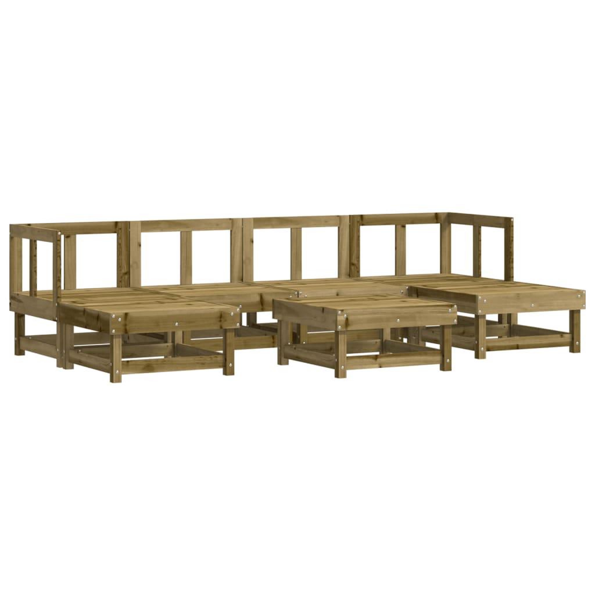 Voir la diapositive 2 : VIDAXL Salon de jardin 7 pcs bois de pin impregne