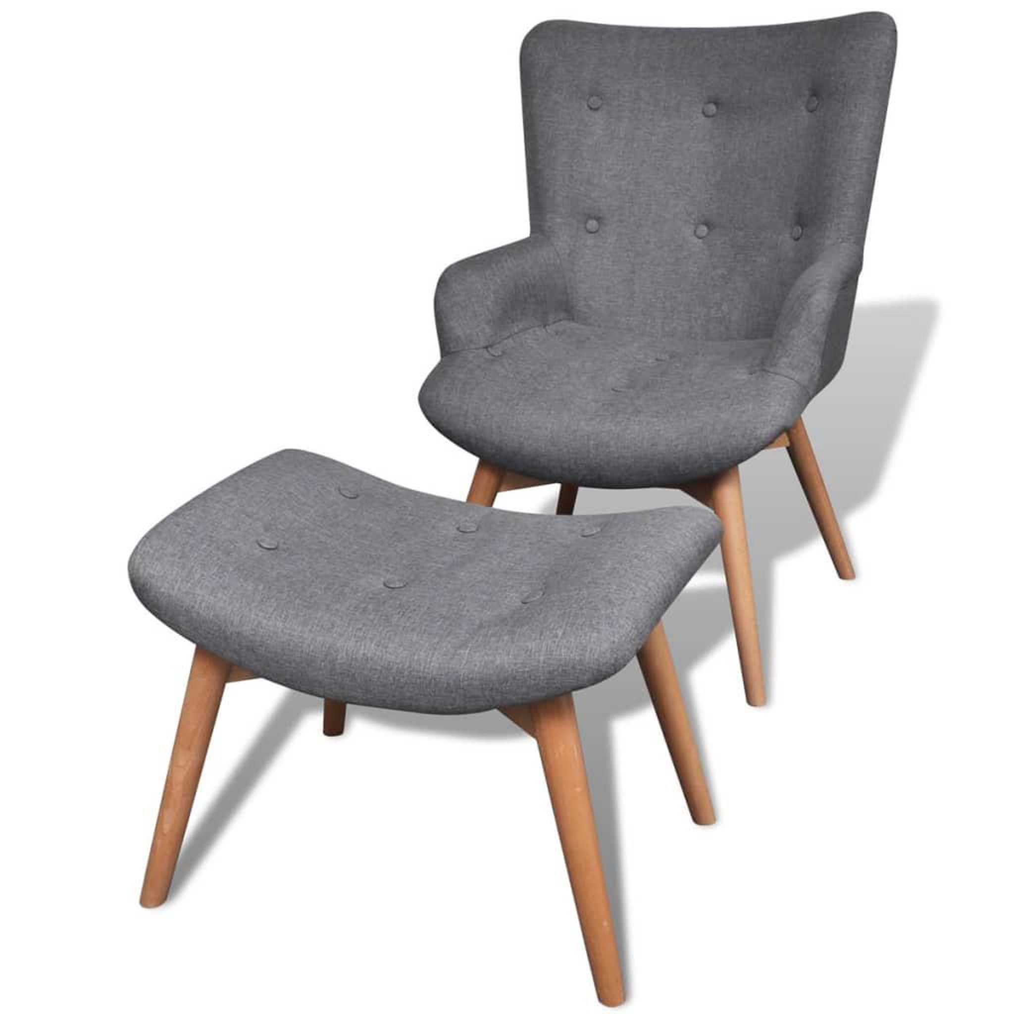 Voir la diapositive 1 : VIDAXL Fauteuil avec repose-pied gris tissu