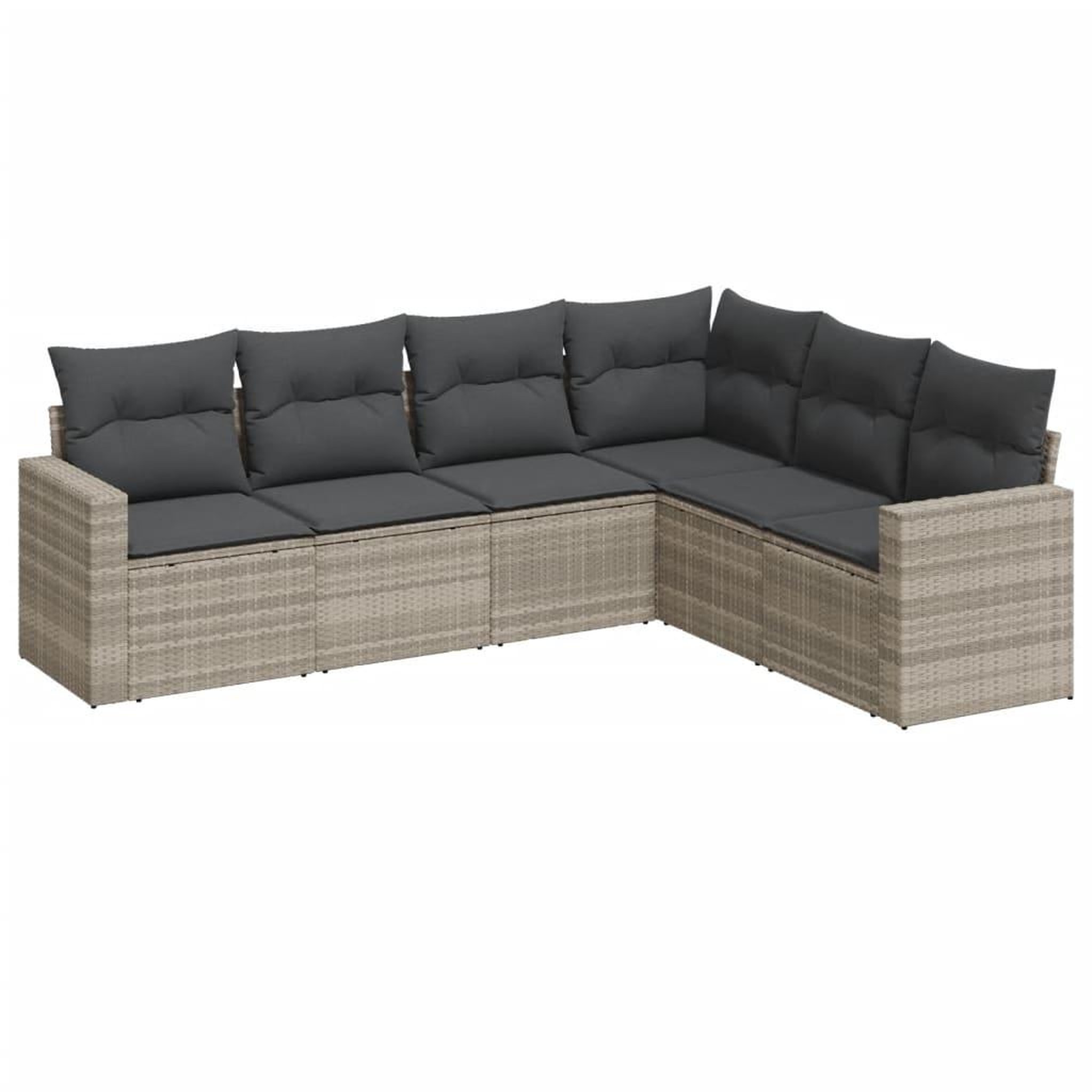 Voir la diapositive 2 : VIDAXL Salon de jardin 6 pcs avec coussins gris clair resine tressee