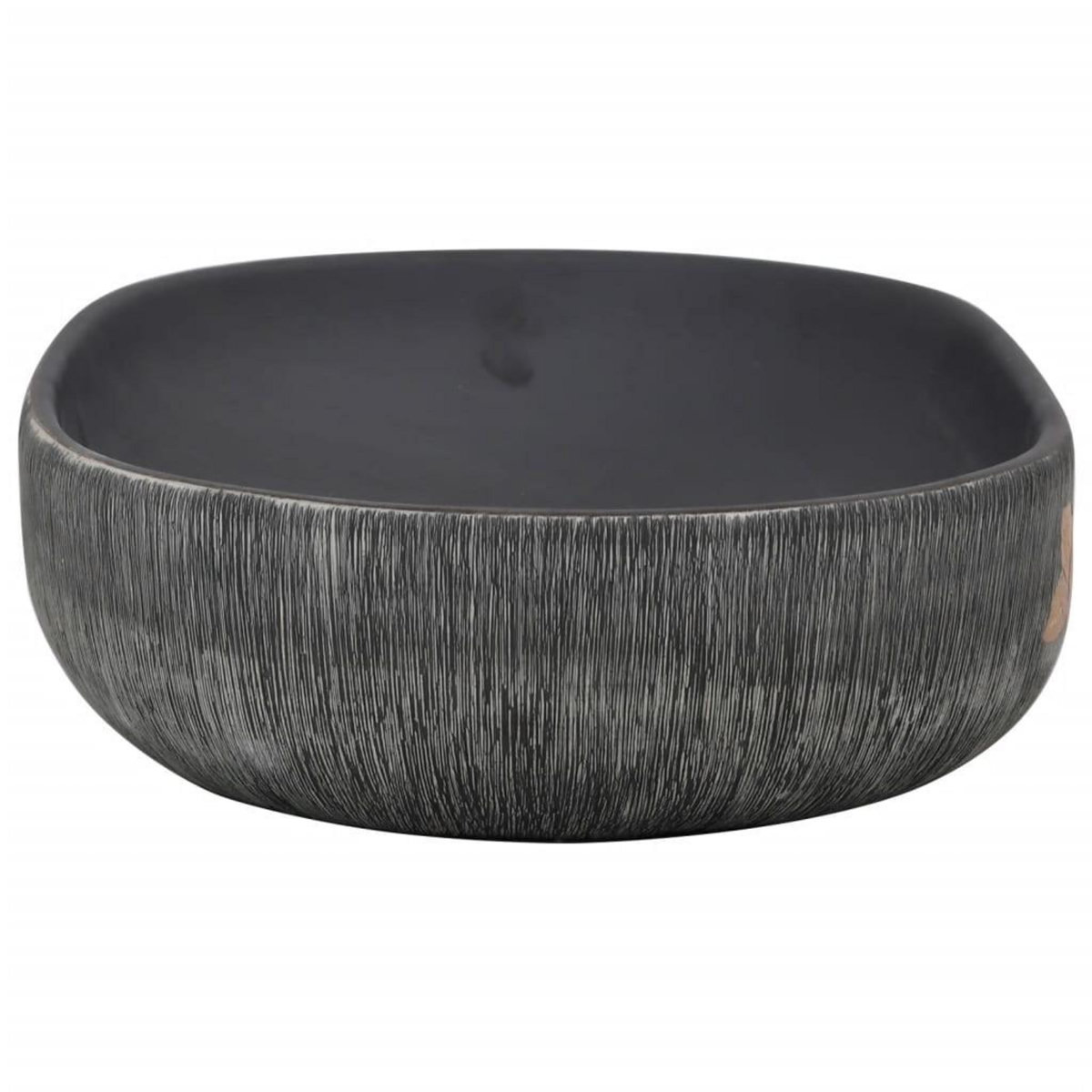 VIDAXL Vasque a poser gris et noir ovale 59x40x14 cm ceramique
