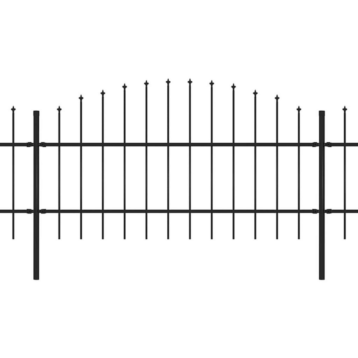 VIDAXL Cloture de jardin avec dessus en forme de lance en acier 537 x 100 cm Noir