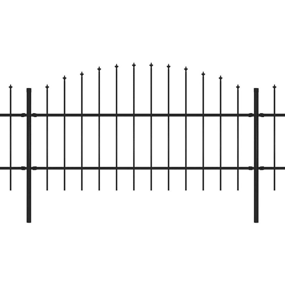 VIDAXL Cloture de jardin avec dessus en forme de lance en acier 537 x 100 cm Noir