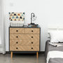 Voir la diapositive 5 : HOMCOM Commode 5 tiroirs design scandinave graphique dim. 80L x 40l x 80H cm panneaux de particules gris foncé chêne clair