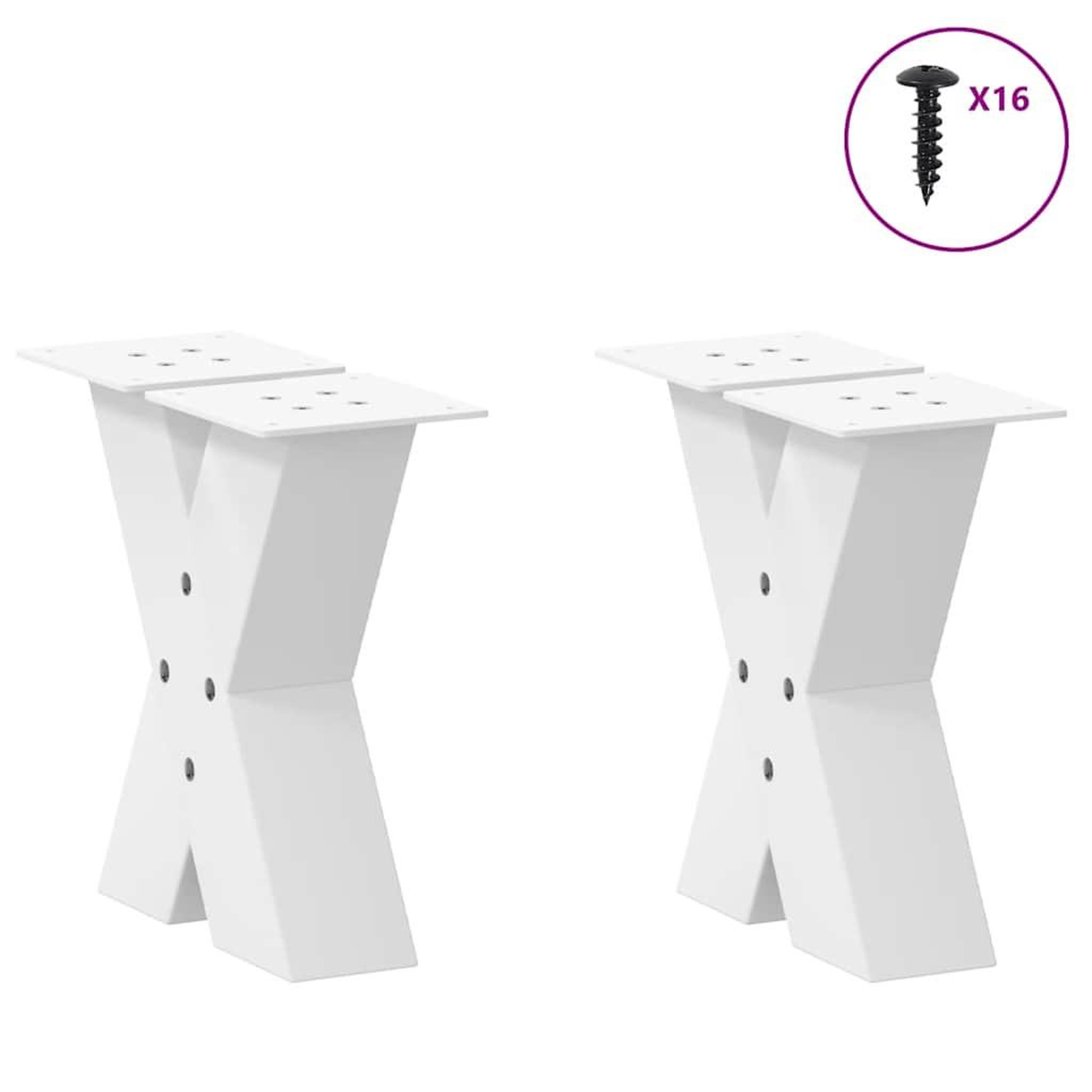 Voir la diapositive 3 : VIDAXL Pieds de table basse forme de X 2 pcs blanc 30x(30-31) cm acier