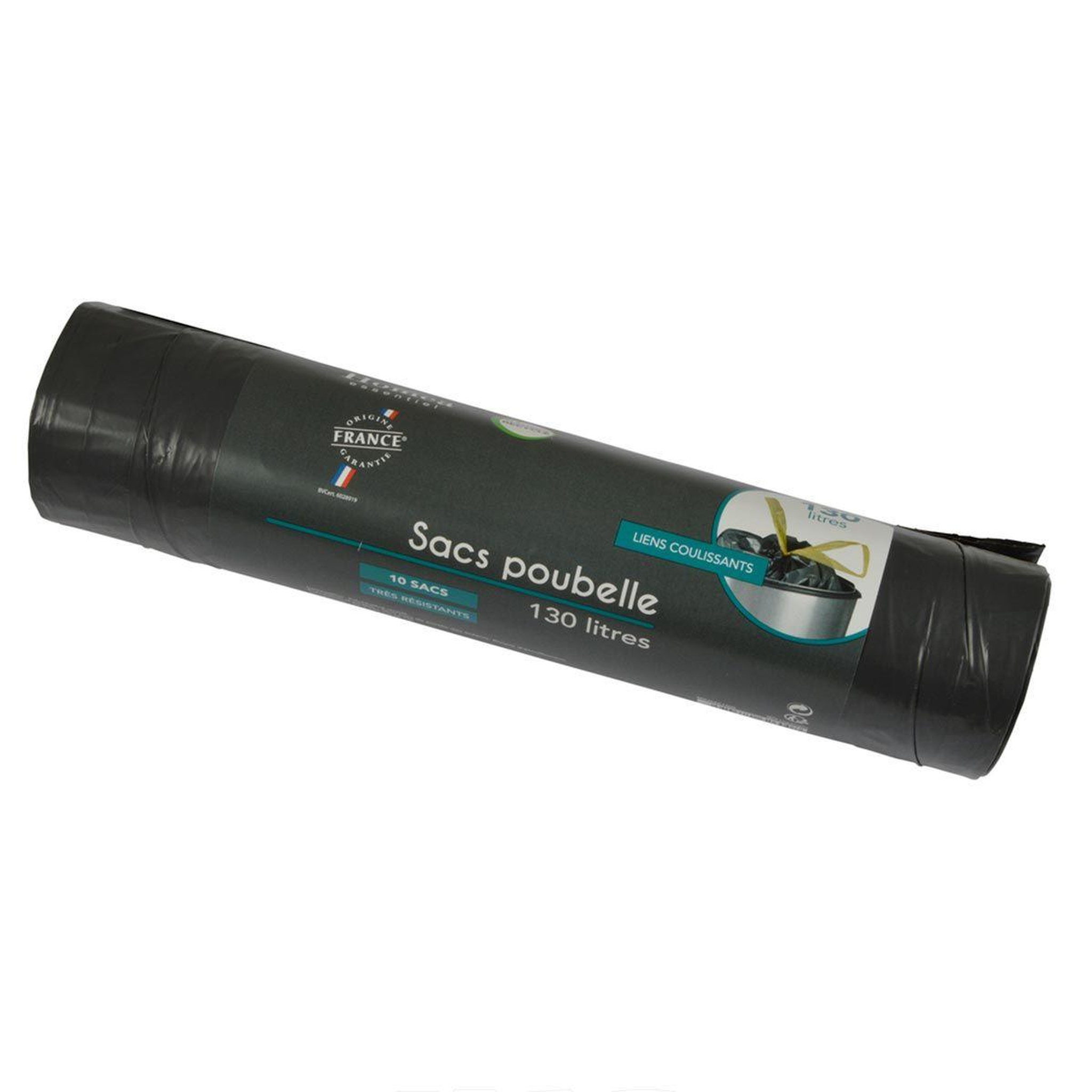 Voir la diapositive 1 : HOMEA Lot de 10 Sacs Poubelle  Liens Coulissants  130L Noir