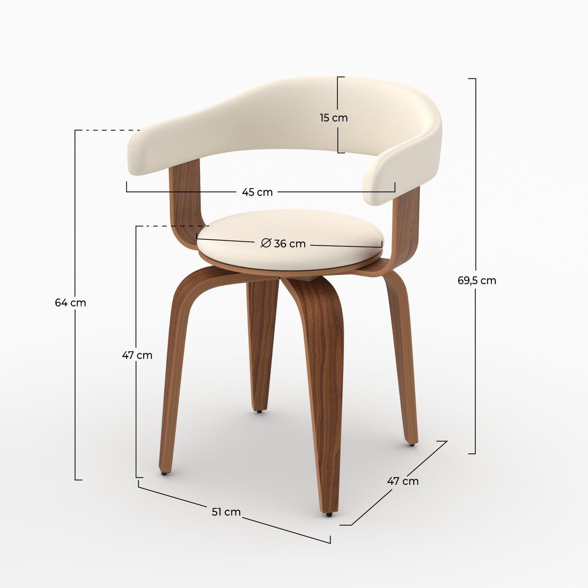 Voir la diapositive 4 : MAISON PAVANE Chaise avec accoudoirs en cuir synthétique blanc-harold