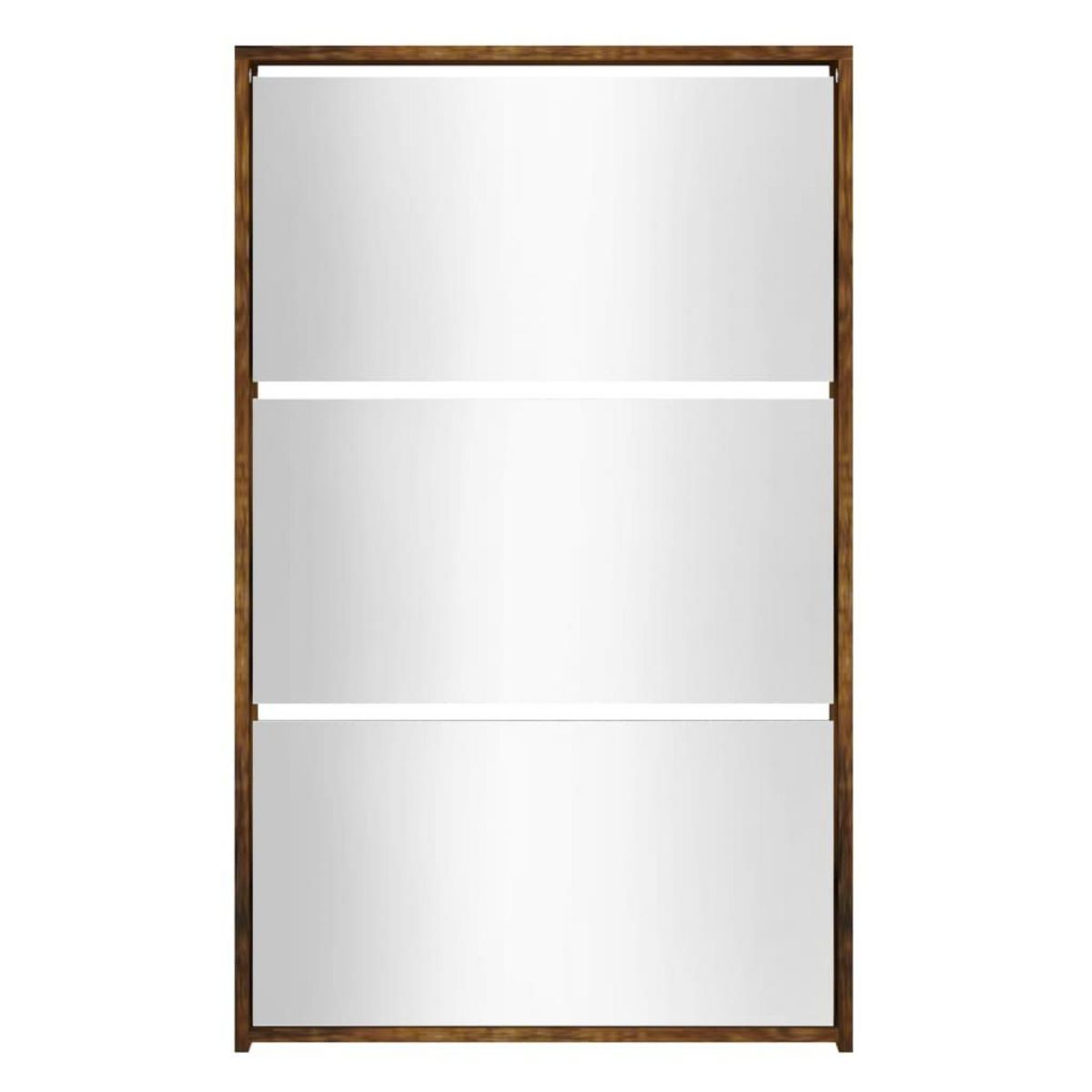 VIDAXL Armoire a chaussures miroir 3 niveaux Chene fume 63x17x102,5 cm