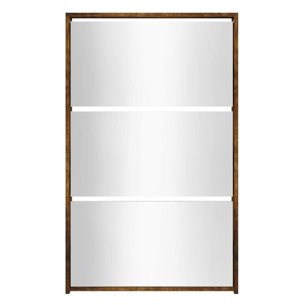 VIDAXL Armoire a chaussures miroir 3 niveaux Chene fume 63x17x102,5 cm