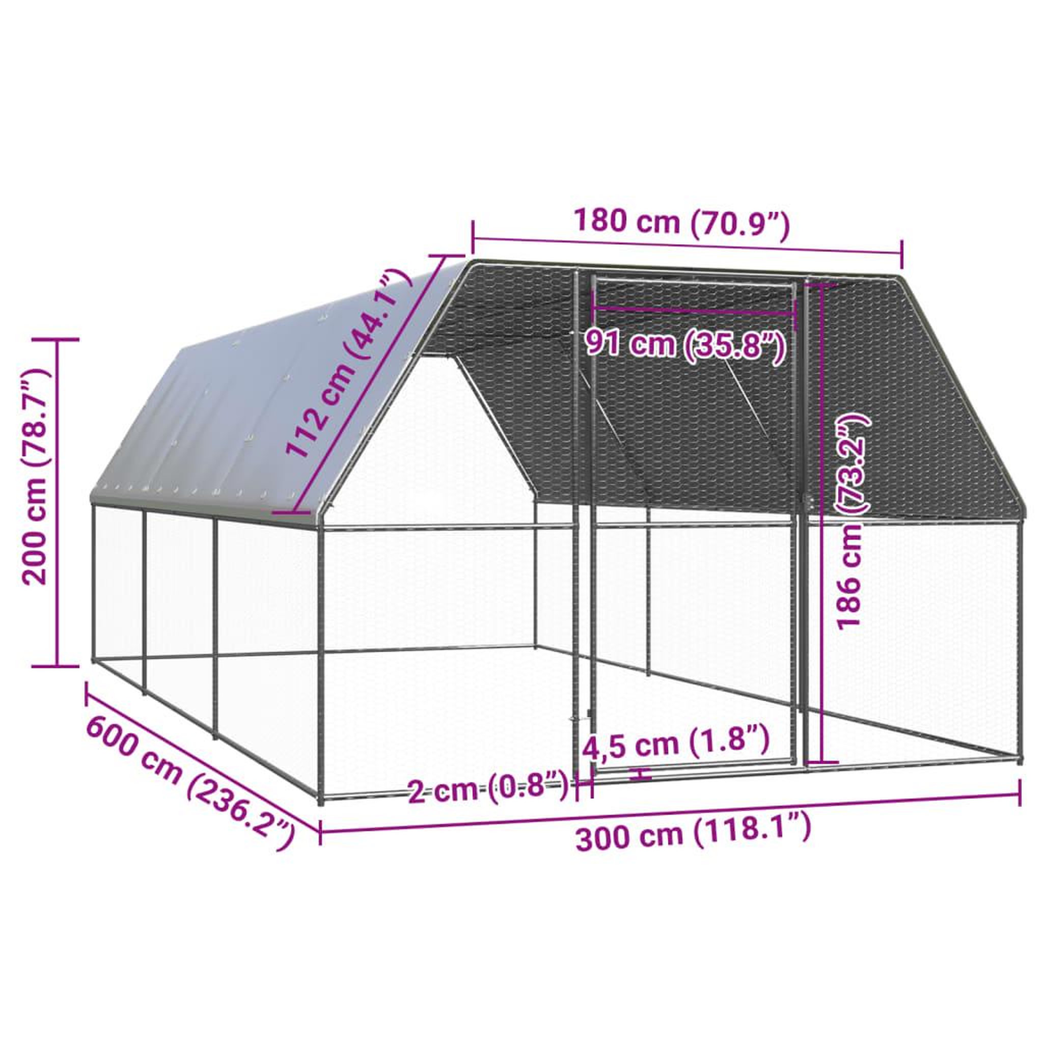 Voir la diapositive 6 : VIDAXL Poulailler d'exterieur 3x6x2 m Acier galvanise