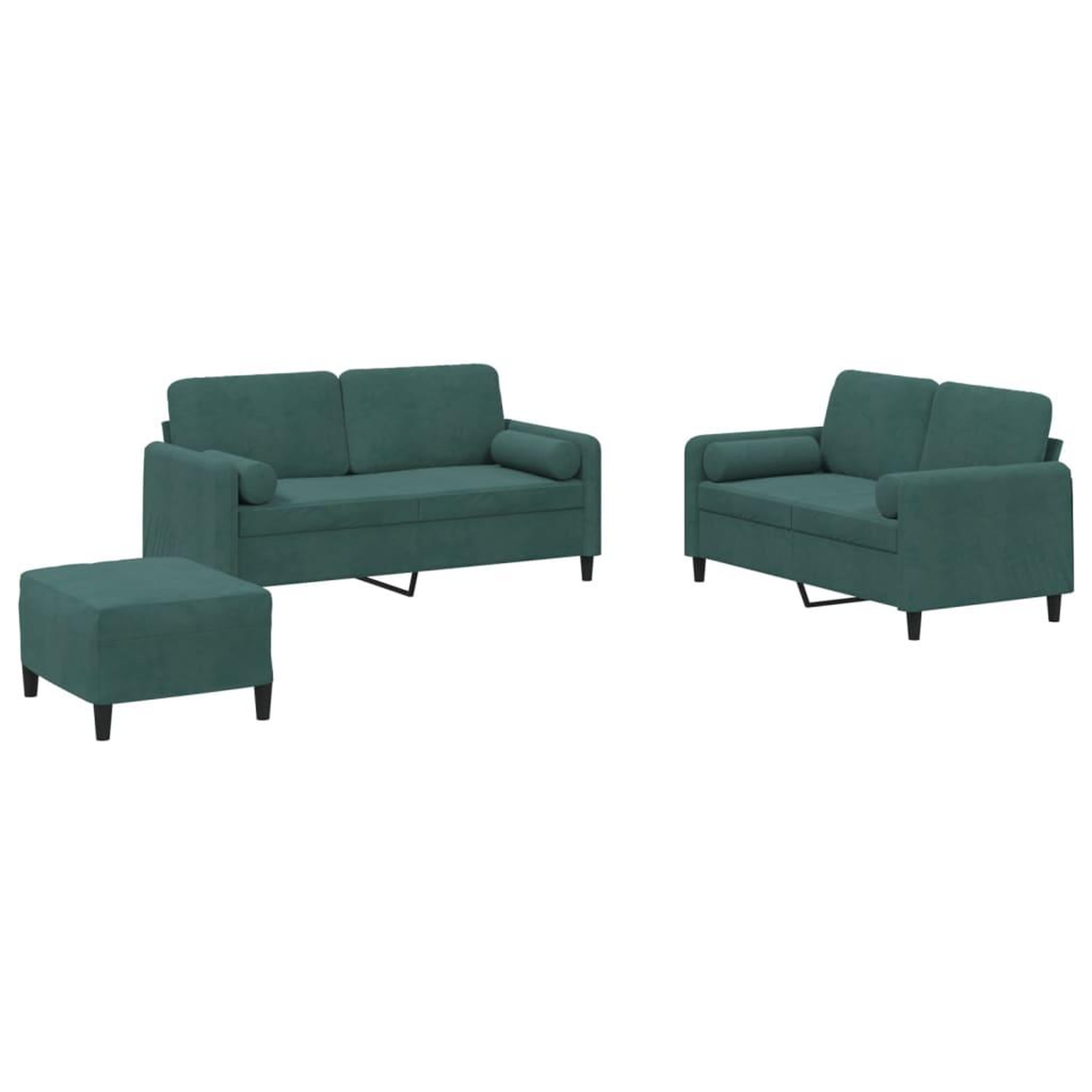 Voir la diapositive 2 : VIDAXL Ensemble de canapes 3 pcs avec coussins vert fonce velours