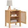 Voir la diapositive 6 : ID MARKET Lot de 2 tables de chevet EDHEN 1 porte cannage et bois