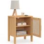 Voir la diapositive 6 : ID MARKET Lot de 2 tables de chevet EDHEN 1 porte cannage et bois
