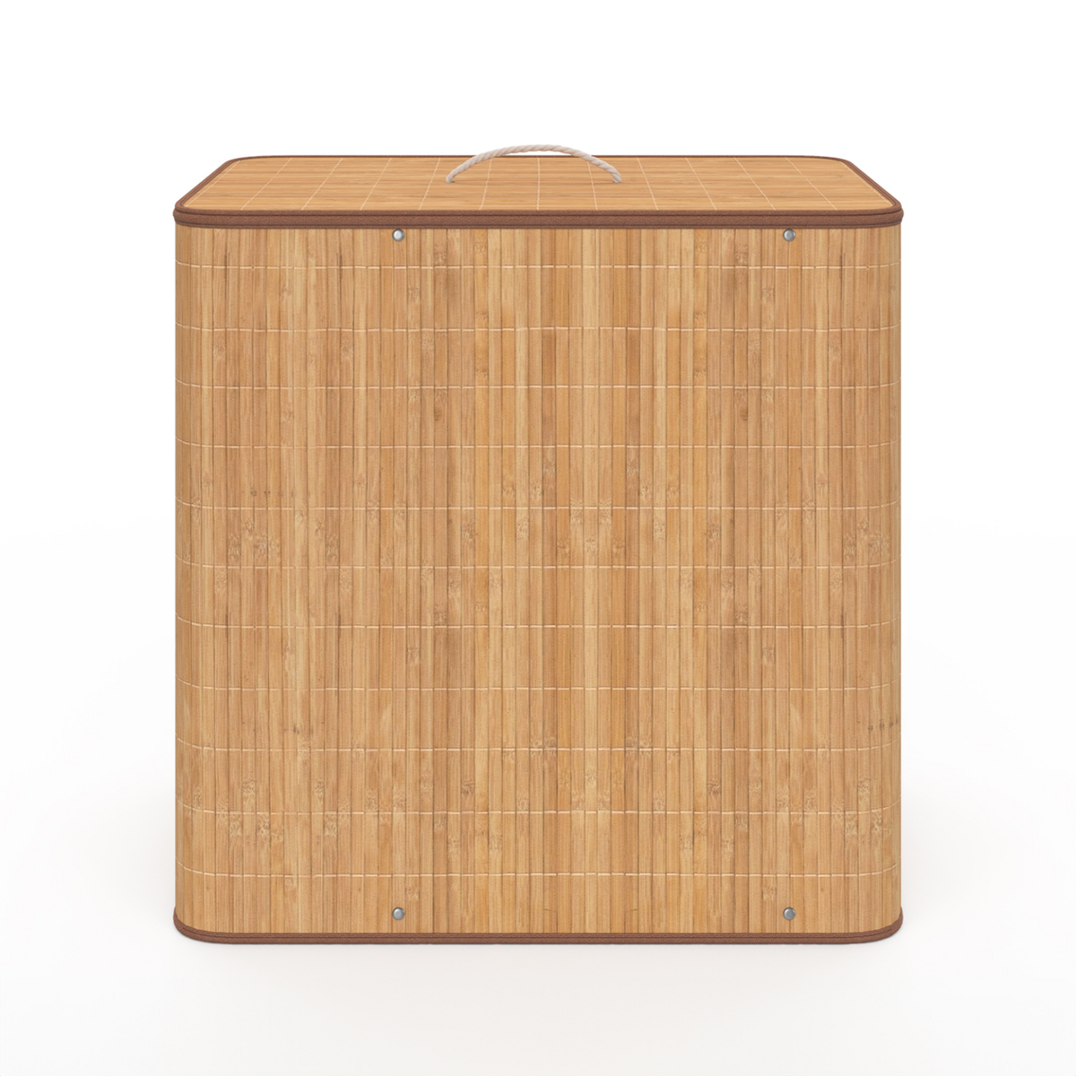 ID MARKET Panier à linge 3 bacs amovibles bambou ALBA tissu écru