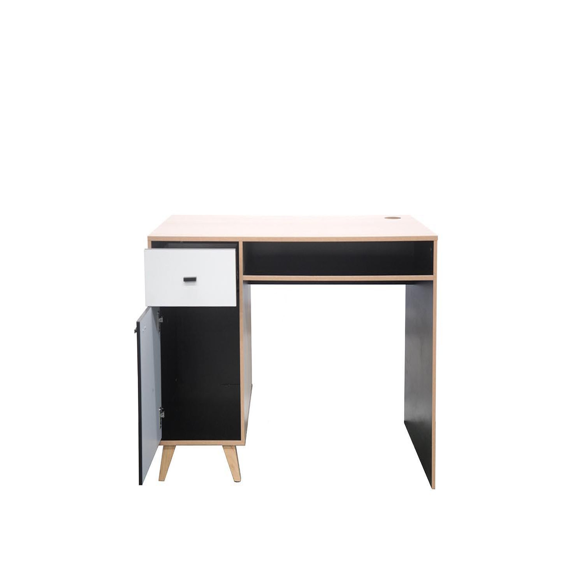 Voir la diapositive 3 : CONCEPT USINE Bureau avec tiroir et placard en bois LEIRA