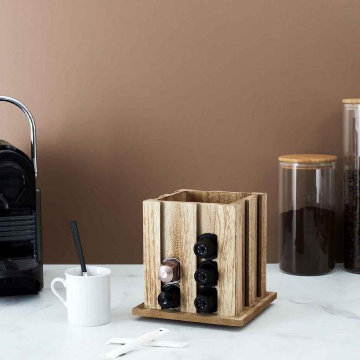 Paris Prix Porte-Capsules Rotatif  Espresso  16cm Naturel