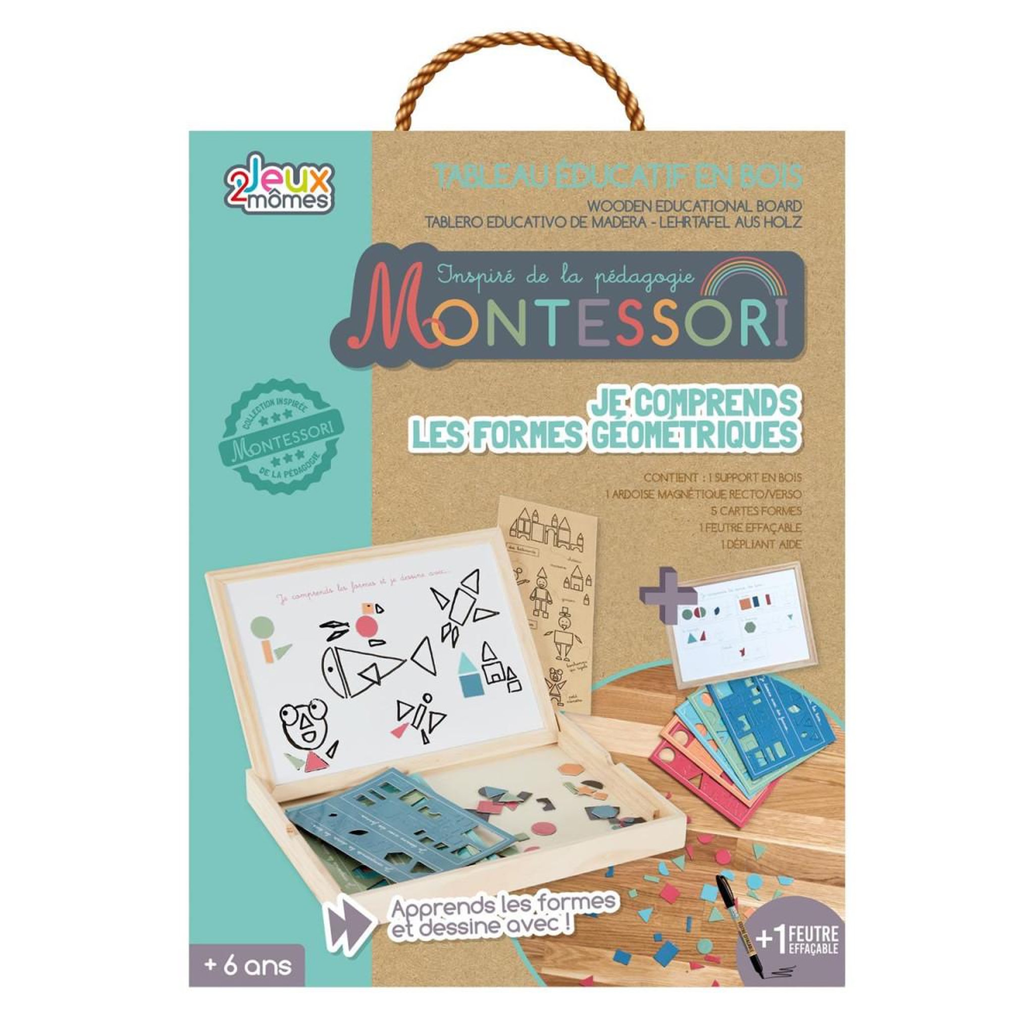 Jeux 2 momes Tableau éducatif formes  montessori  29cm multicolore